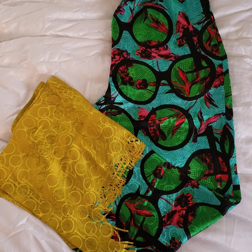 Iris Apfel x H&M pants colourful green/turquoise with string sizes available S. - Picture 2 of 15